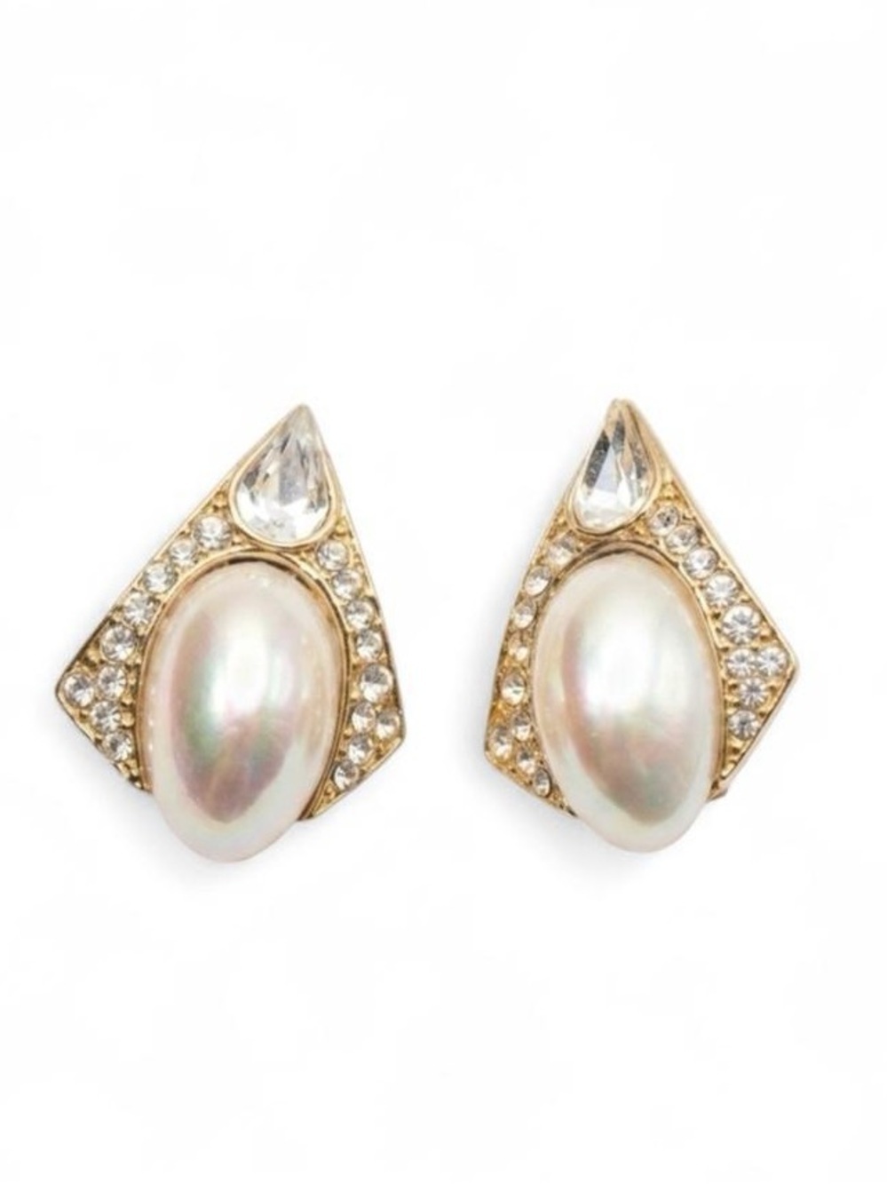 Vintage Pearl and Rhinestone Clip-On Earrings
